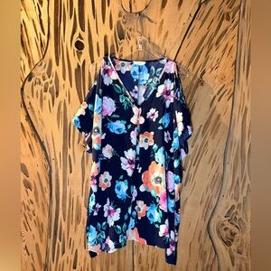 Peach love California floral mini dress/ swimsuit cover. Size: S